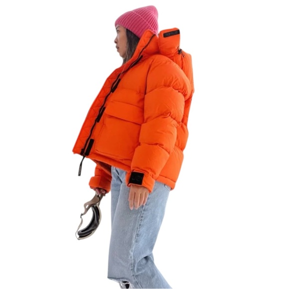 Women's Orange Puffer Jacket - Picture 2 of 7